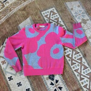 Marimekko Pink and Gray Floral Sweater